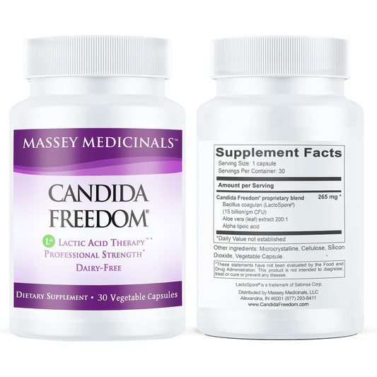 Candida Freedom Formula Massey Medicinals - Crafted Digestive for Vibrant Living - Gut Health Probiotic Complex - 30 Capsules