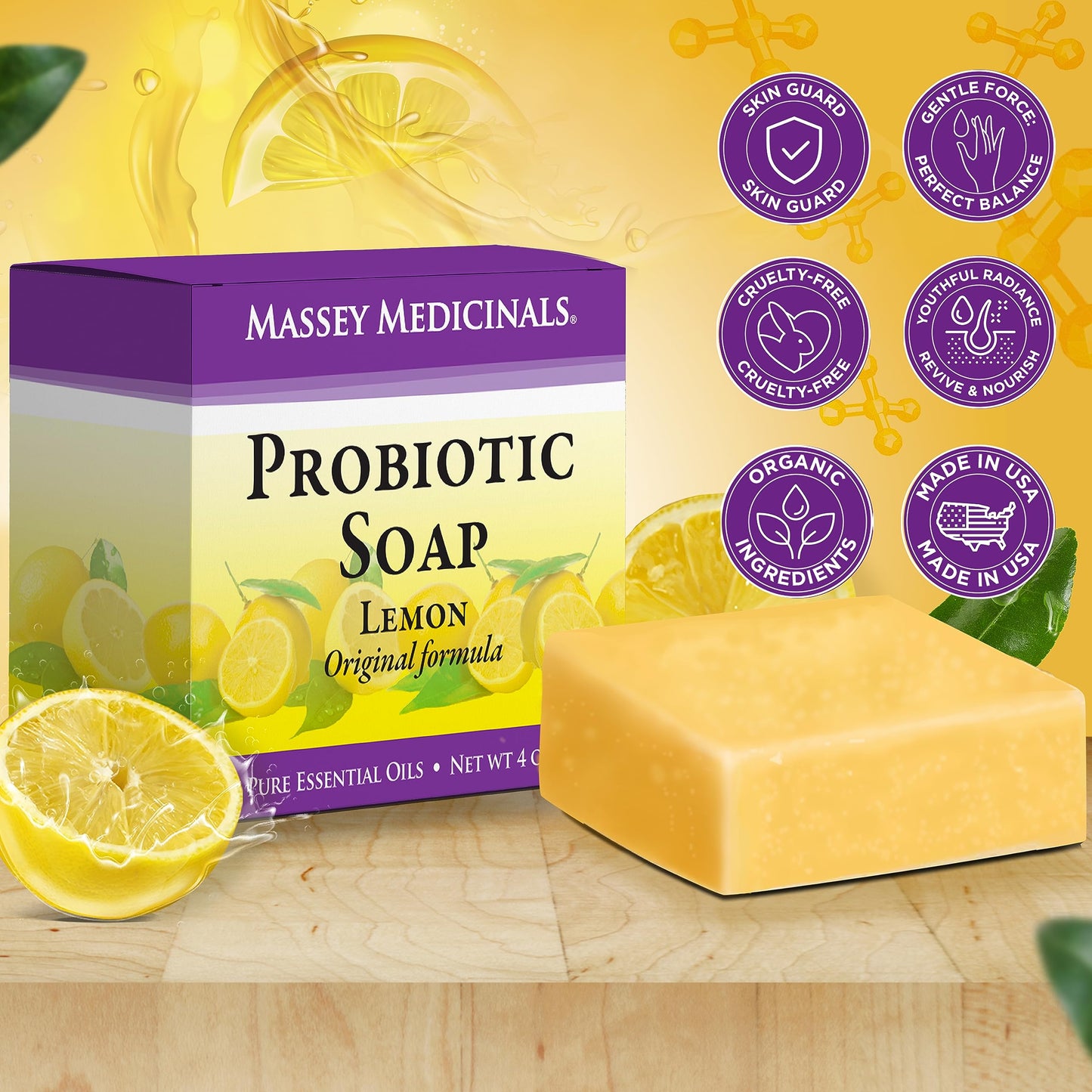 Candida Freedom Probiotic Soap - Original Lemon Formula - Probiotic Skincare - Powerful Microbiome Support with the Candida Freedom® Bacillus, Antioxidant and Herbal Formula - Sensitive Skin Soap - Supports Acne-Prone Skin - Encourages Scalp Health