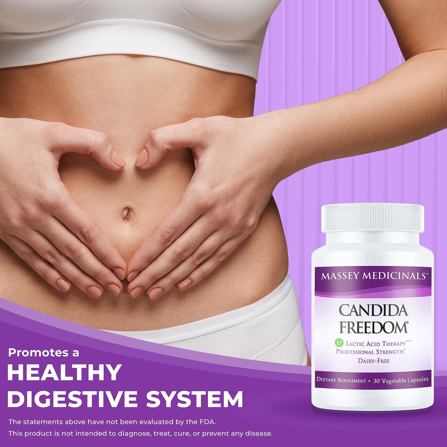 Candida Freedom Formula Massey Medicinals - Crafted Digestive for Vibrant Living - Gut Health Probiotic Complex - 60 Capsules