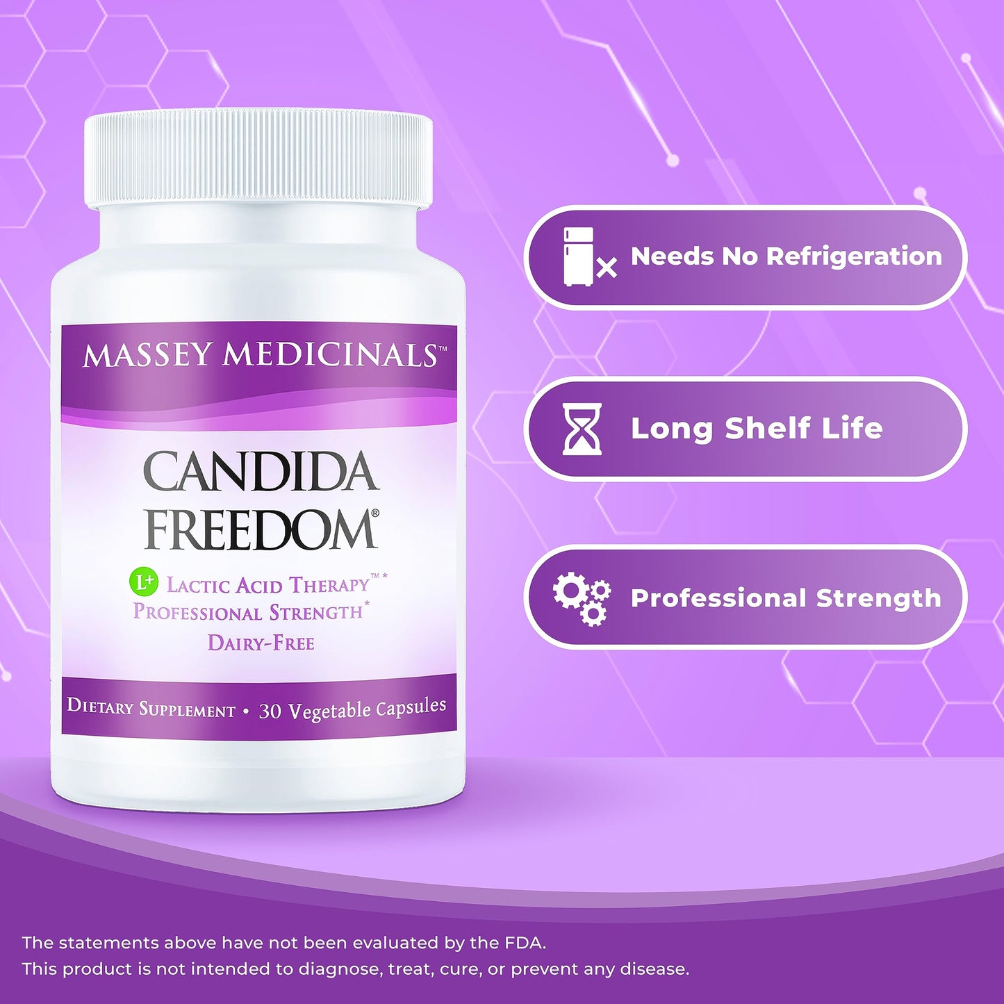 Candida Freedom Formula Massey Medicinals - Crafted Digestive for Vibrant Living - Gut Health Probiotic Complex - 60 Capsules