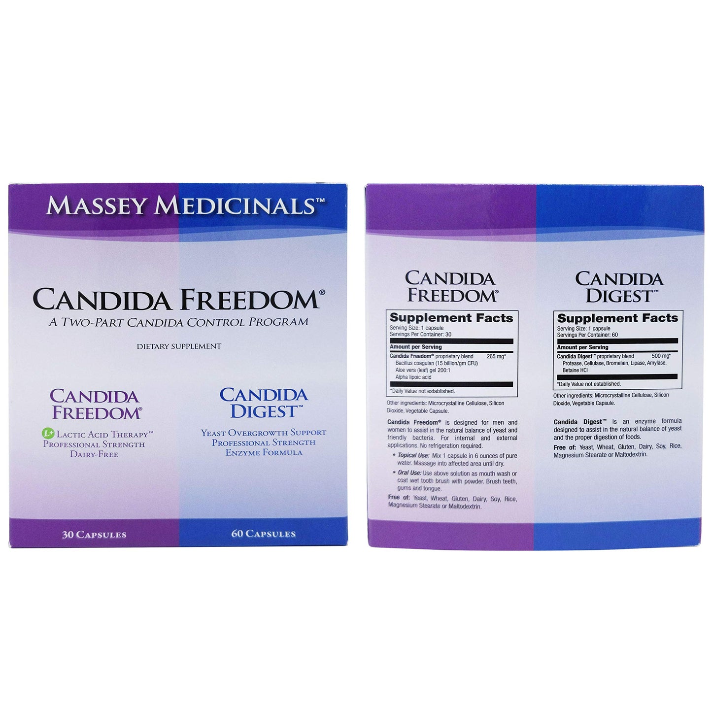 Candida Freedom 2 Part Control Program with Probiotics Plus Digestive Enzyme Support