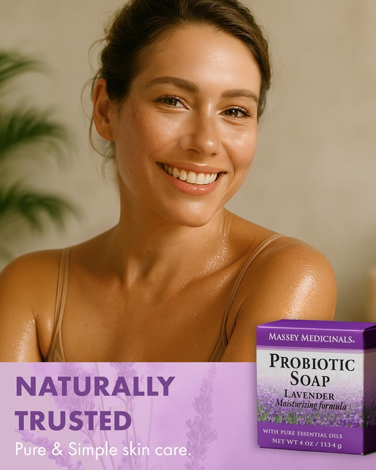Candida Freedom Probiotic Soap - Lavender - Probiotic Skincare - Powerful Microbiome Support with the Candida Freedom® Bacillus, Antioxidant and Herbal Formula - Sensitive Skin Soap - Supports Acne-Prone Skin - Encourages Scalp Health