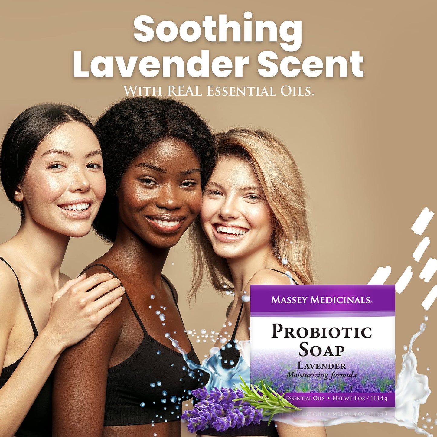 Candida Freedom Probiotic Soap - Lavender - Probiotic Skincare - Powerful Microbiome Support with the Candida Freedom® Bacillus, Antioxidant and Herbal Formula - Sensitive Skin Soap - Supports Acne-Prone Skin - Encourages Scalp Health
