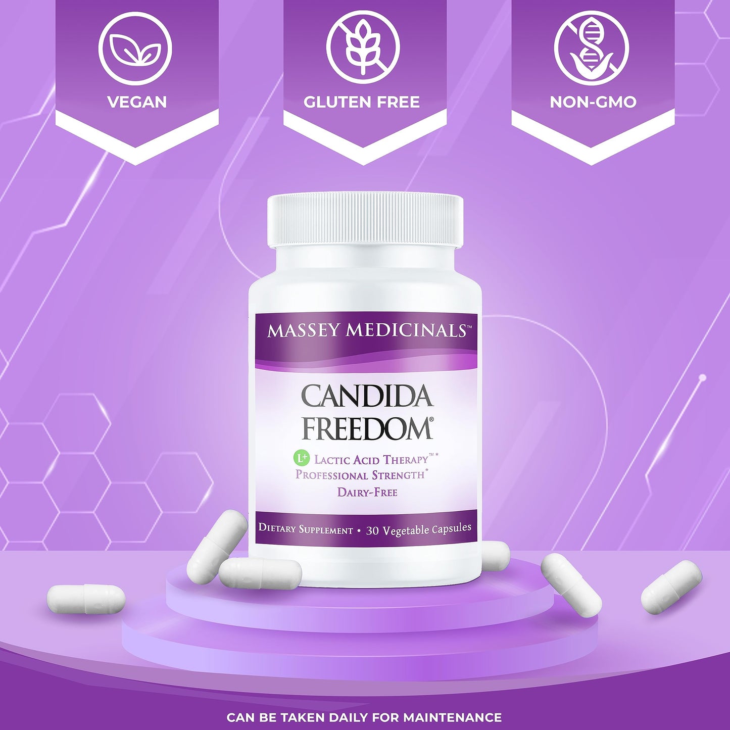 Candida Freedom Formula Massey Medicinals - Crafted Digestive for Vibrant Living - Gut Health Probiotic Complex - 60 Capsules