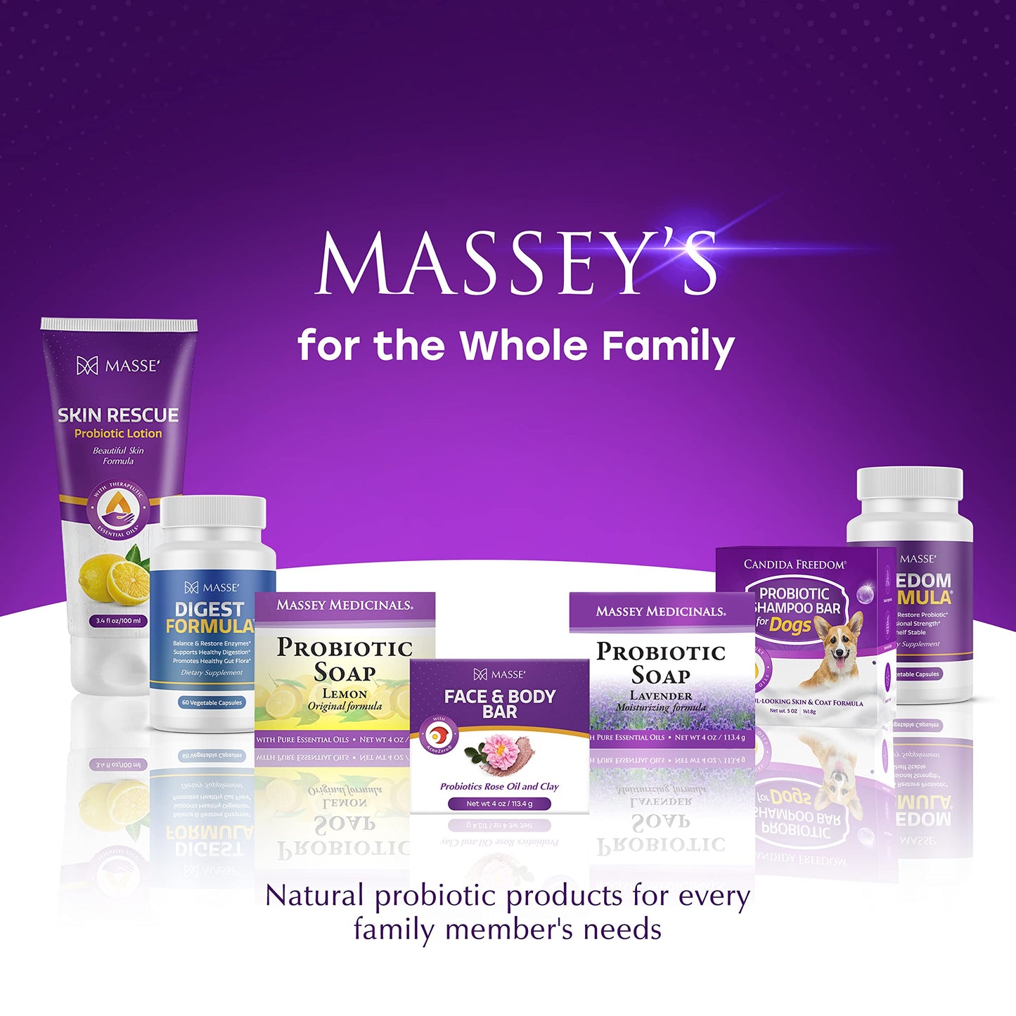 MASSE' Skin Soothing Cleanser | Rose Oil and Clay Probiotic Face and Body Wash | Coleus and Vitex Berry extracts | Natural Organic Soap Bar Cleansing for Sensitive Skin l For Men and Women